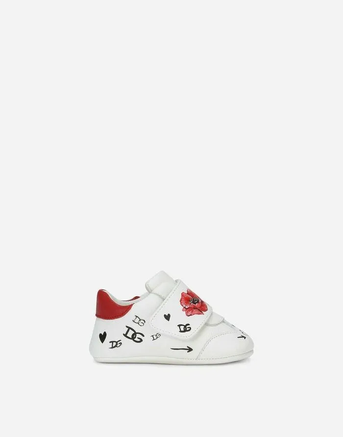 Dolce and Gabbana Newborn Girls039 Shoes 1620 Children Nappa Leather Newborn Sneakers With Poppy Print Multicolor Dolce and Gabbana Newborn Girls039 Shoes 1620 Children Nappa Leather Newborn Sneakers With Poppy Print Multicolor