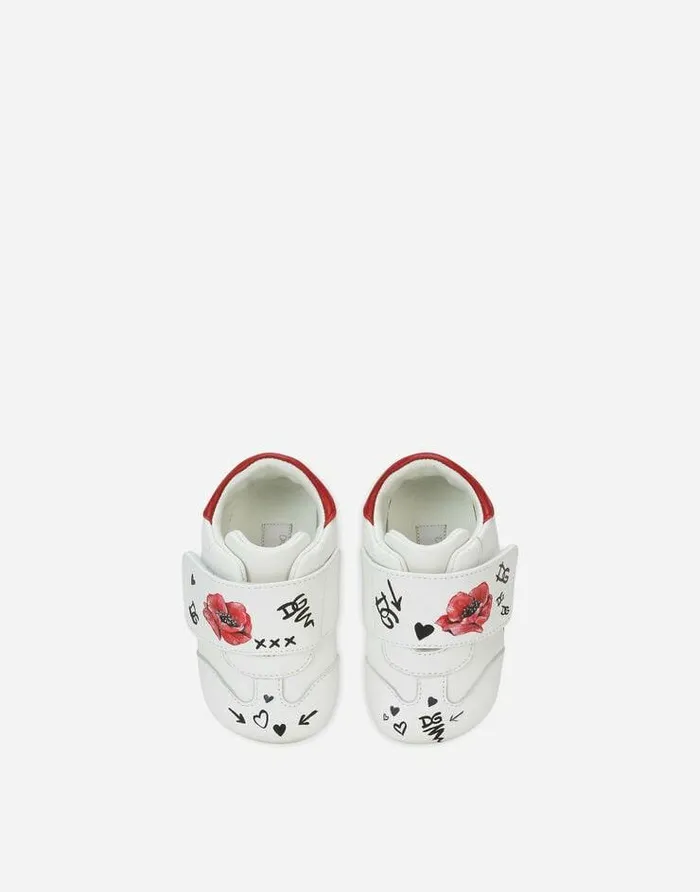 Dolce and Gabbana Newborn Girls039 Shoes 1620 Children Nappa Leather Newborn Sneakers With Poppy Print Multicolor Dolce and Gabbana Newborn Girls039 Shoes 1620 Children Nappa Leather Newborn Sneakers With Poppy Print Multicolor
