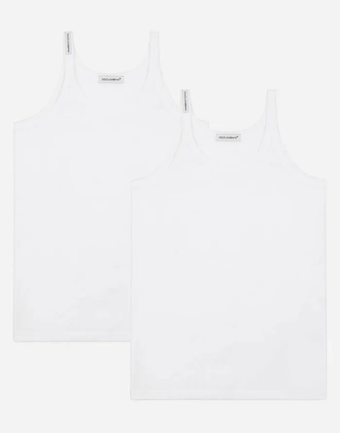 Dolce and Gabbana Nightwear and Underwear Children Shortsleeved Jersey Vest Twopack White Dolce and Gabbana Nightwear and Underwear Children Shortsleeved Jersey Vest Twopack White