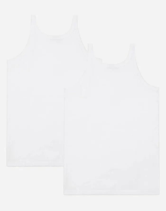 Dolce and Gabbana Nightwear and Underwear Children Shortsleeved Jersey Vest Twopack White Dolce and Gabbana Nightwear and Underwear Children Shortsleeved Jersey Vest Twopack White