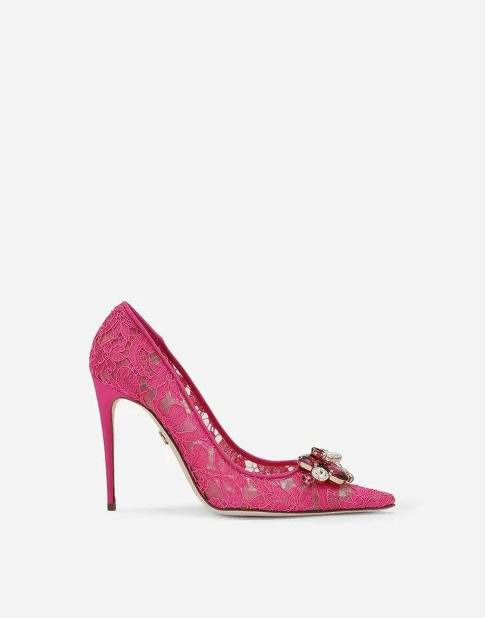 Dolce and Gabbana Pumps And Slingback Women Rainbow Lace Pumps In Lurex Lace Fuchsia Dolce and Gabbana Pumps And Slingback Women Rainbow Lace Pumps In Lurex Lace Fuchsia