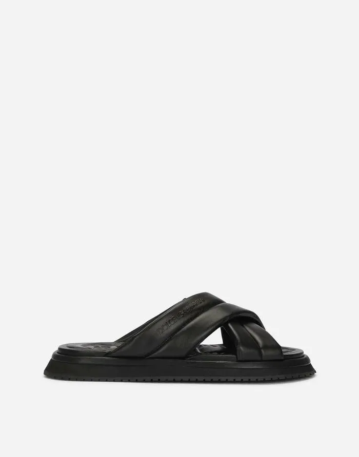Dolce and Gabbana Sandals And Slides Men Nappalook Fabric Sandals Black