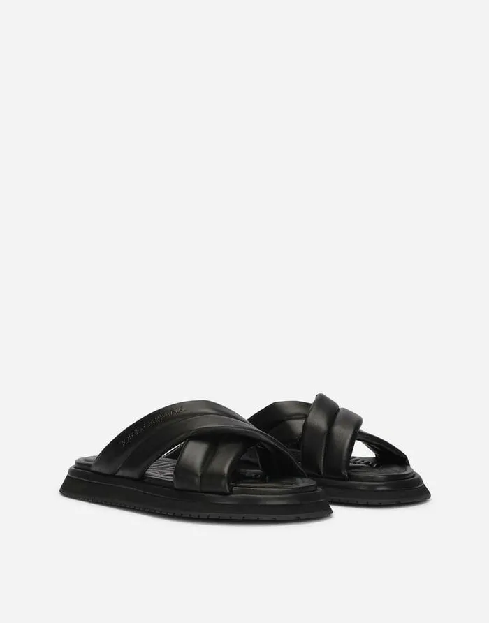 Dolce and Gabbana Sandals And Slides Men Nappalook Fabric Sandals Black Dolce and Gabbana Sandals And Slides Men Nappalook Fabric Sandals Black