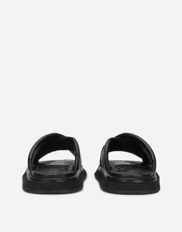 Dolce and Gabbana Sandals And Slides Men Nappalook Fabric Sandals Black Dolce and Gabbana Sandals And Slides Men Nappalook Fabric Sandals Black