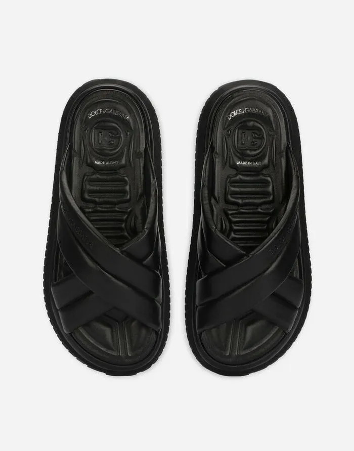 Dolce and Gabbana Sandals And Slides Men Nappalook Fabric Sandals Black Dolce and Gabbana Sandals And Slides Men Nappalook Fabric Sandals Black
