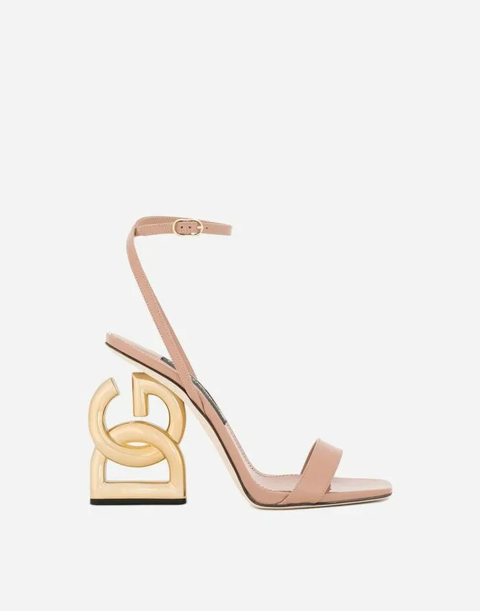Dolce and Gabbana Sandals And Wedges Women Patent Leather Sandals With 35 Heel Beige Dolce and Gabbana Sandals And Wedges Women Patent Leather Sandals With 35 Heel Beige