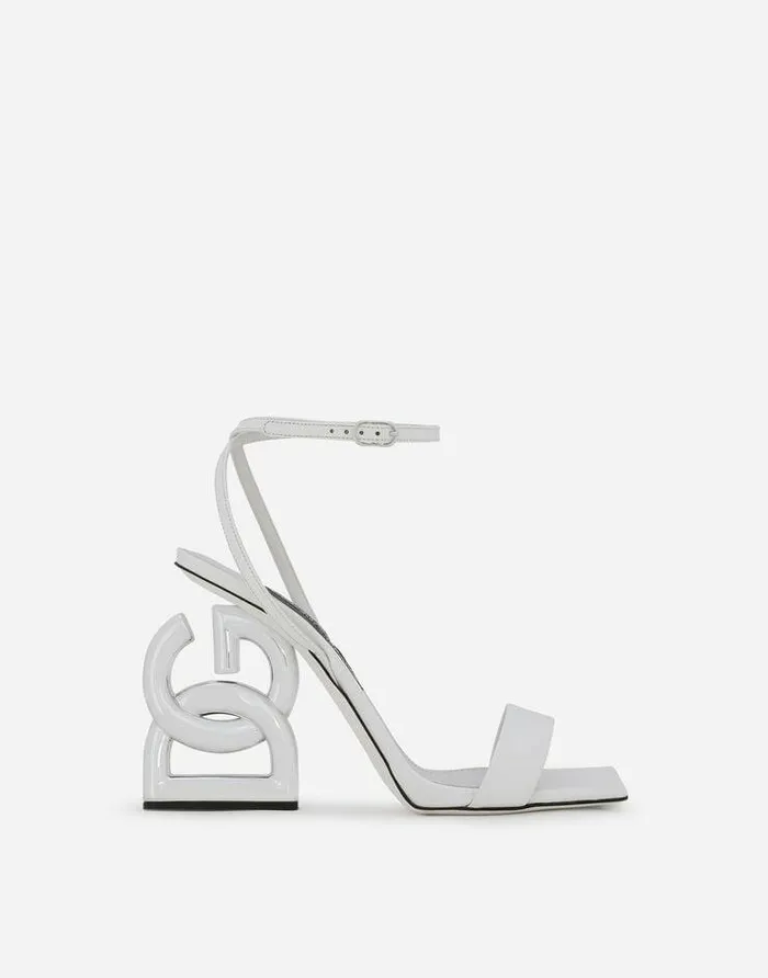Dolce and Gabbana Sandals And Wedges Women Patent Leather Sandals With 35 Heel White Dolce and Gabbana Sandals And Wedges Women Patent Leather Sandals With 35 Heel White