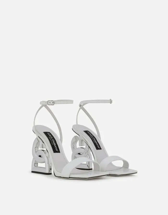 Dolce and Gabbana Sandals And Wedges Women Patent Leather Sandals With 35 Heel White Dolce and Gabbana Sandals And Wedges Women Patent Leather Sandals With 35 Heel White