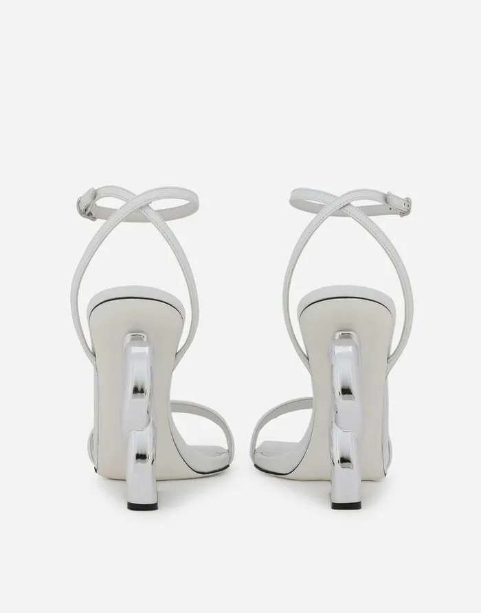 Dolce and Gabbana Sandals And Wedges Women Patent Leather Sandals With 35 Heel White Dolce and Gabbana Sandals And Wedges Women Patent Leather Sandals With 35 Heel White