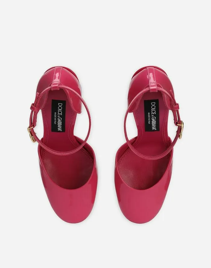 Dolce and Gabbana Sandals And Wedges Women Polished Calfskin Platforms Pink