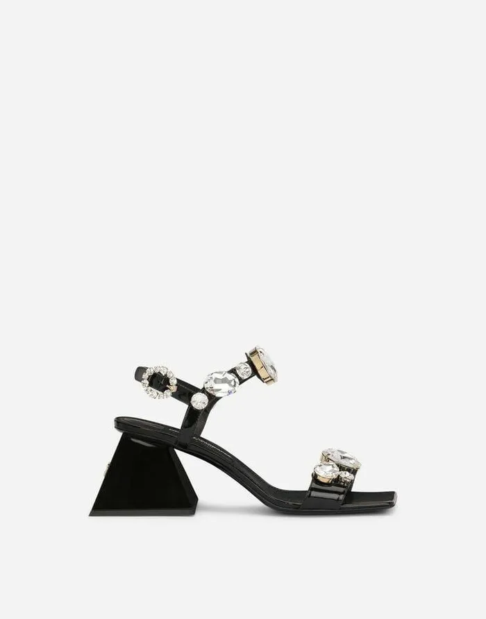 Dolce and Gabbana Sandals And Wedges Women Polished Calfskin Sandals With Crystals Multicolor Dolce and Gabbana Sandals And Wedges Women Polished Calfskin Sandals With Crystals Multicolor