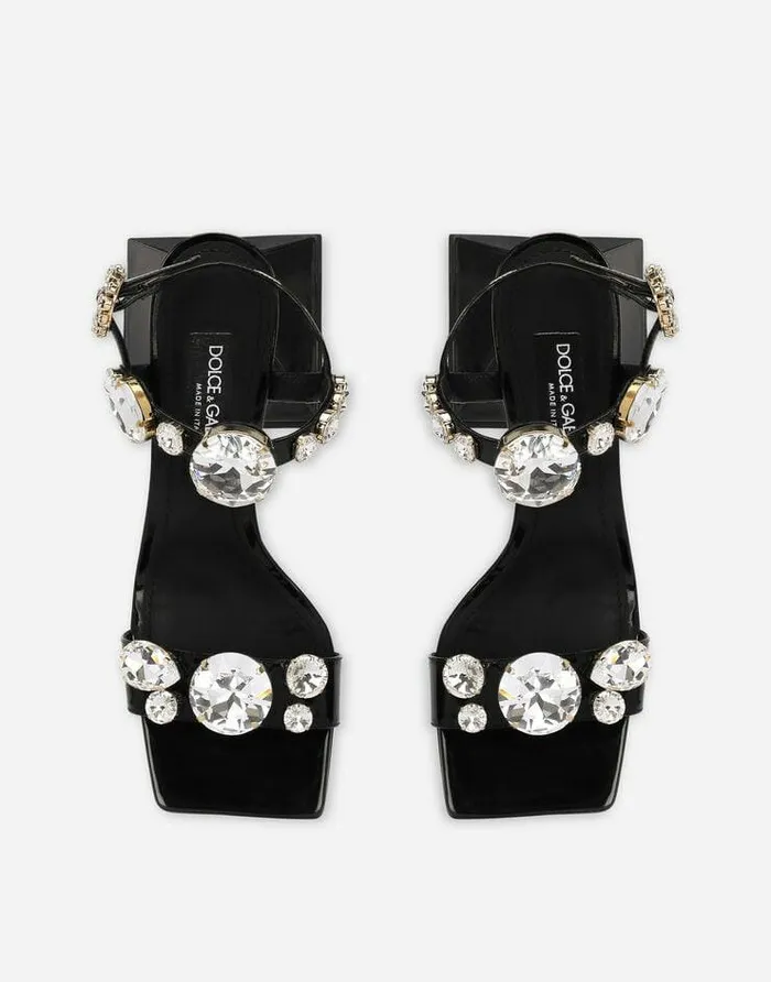 Dolce and Gabbana Sandals And Wedges Women Polished Calfskin Sandals With Crystals Multicolor Dolce and Gabbana Sandals And Wedges Women Polished Calfskin Sandals With Crystals Multicolor