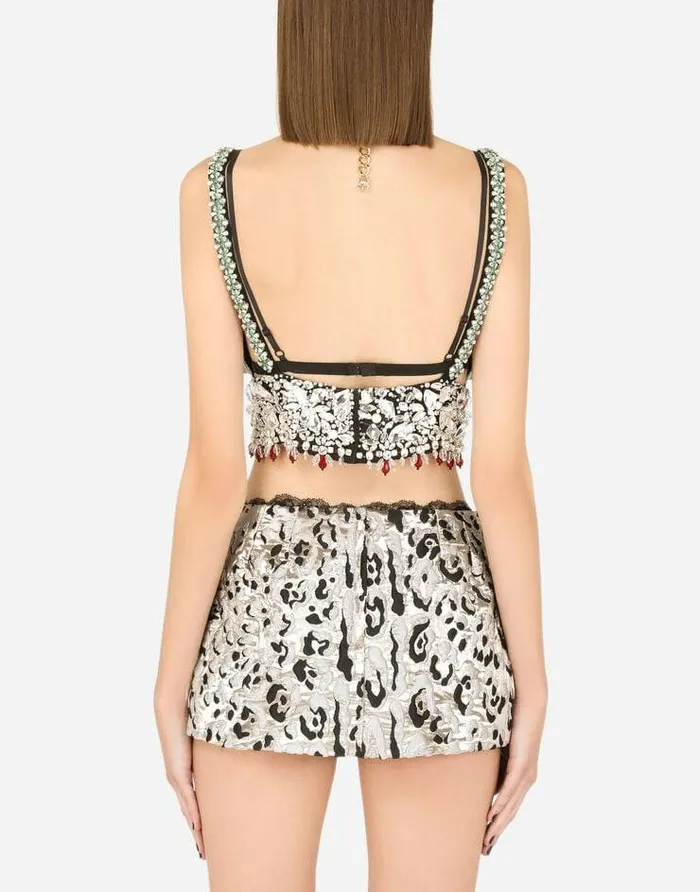 Dolce and Gabbana Shirts And Tops Women Embroidered Bralet Multicolor