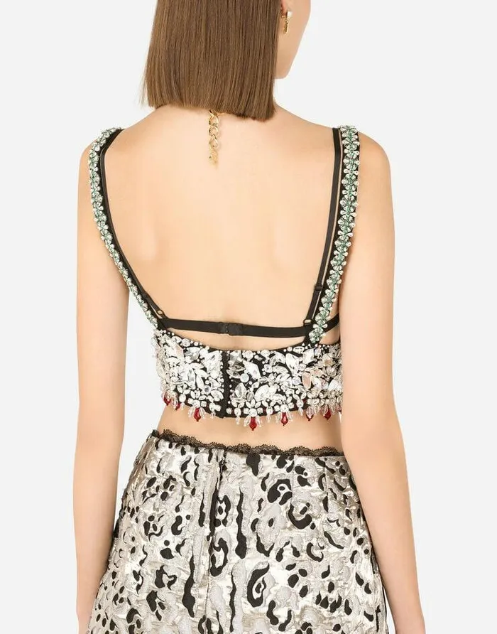 Dolce and Gabbana Shirts And Tops Women Embroidered Bralet Multicolor