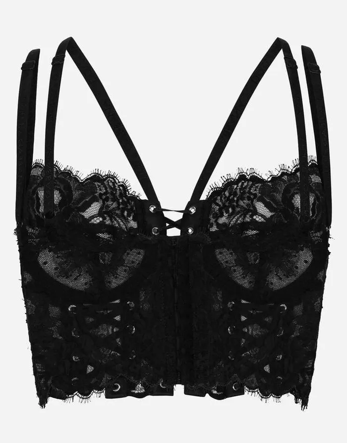 Dolce and Gabbana Shirts And Tops Women Lace Lingerie Corset With Straps And Eyelets Black Dolce and Gabbana Shirts And Tops Women Lace Lingerie Corset With Straps And Eyelets Black