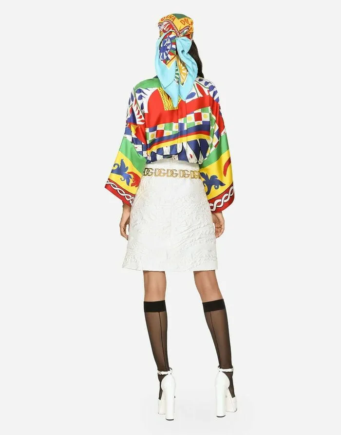 Dolce and Gabbana Shirts And Tops Women Oversized Carrettoprint Twill Shirt Red Dolce and Gabbana Shirts And Tops Women Oversized Carrettoprint Twill Shirt Red