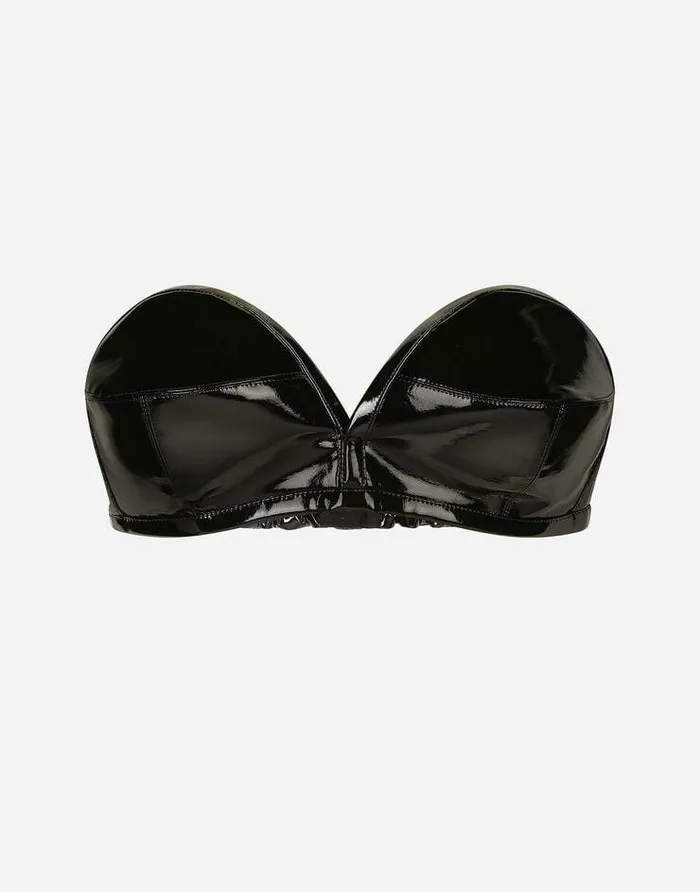 Dolce and Gabbana Shirts And Tops Women Patent Leather Bandeau Top Black