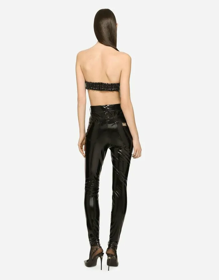 Dolce and Gabbana Shirts And Tops Women Patent Leather Bandeau Top Black Dolce and Gabbana Shirts And Tops Women Patent Leather Bandeau Top Black