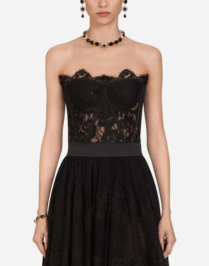 Dolce and Gabbana Shirts And Tops Women Short Galloon Lace Bustier Black Dolce and Gabbana Shirts And Tops Women Short Galloon Lace Bustier Black