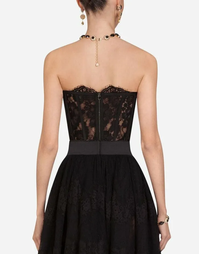 Dolce and Gabbana Shirts And Tops Women Short Galloon Lace Bustier Black Dolce and Gabbana Shirts And Tops Women Short Galloon Lace Bustier Black
