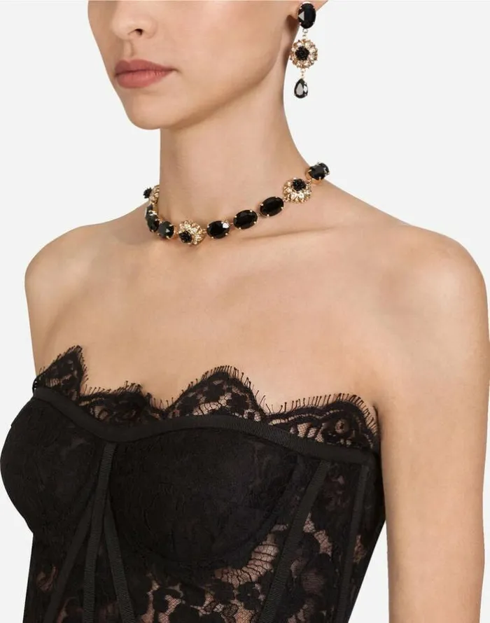 Dolce and Gabbana Shirts And Tops Women Short Galloon Lace Bustier Black Dolce and Gabbana Shirts And Tops Women Short Galloon Lace Bustier Black
