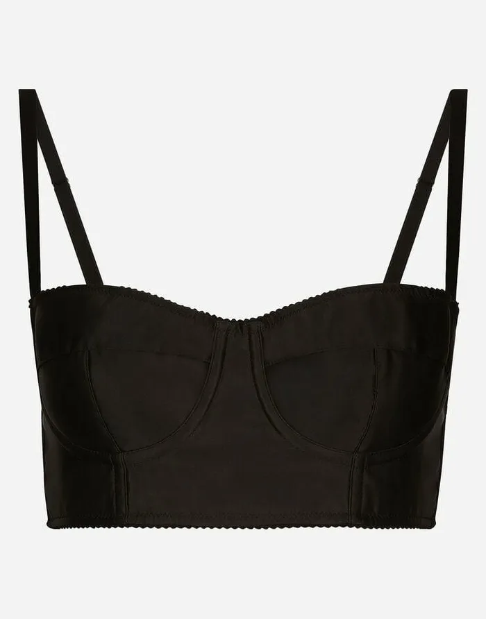 Dolce and Gabbana Shirts And Tops Women Short Satin And Marquisette Corset Black Dolce and Gabbana Shirts And Tops Women Short Satin And Marquisette Corset Black