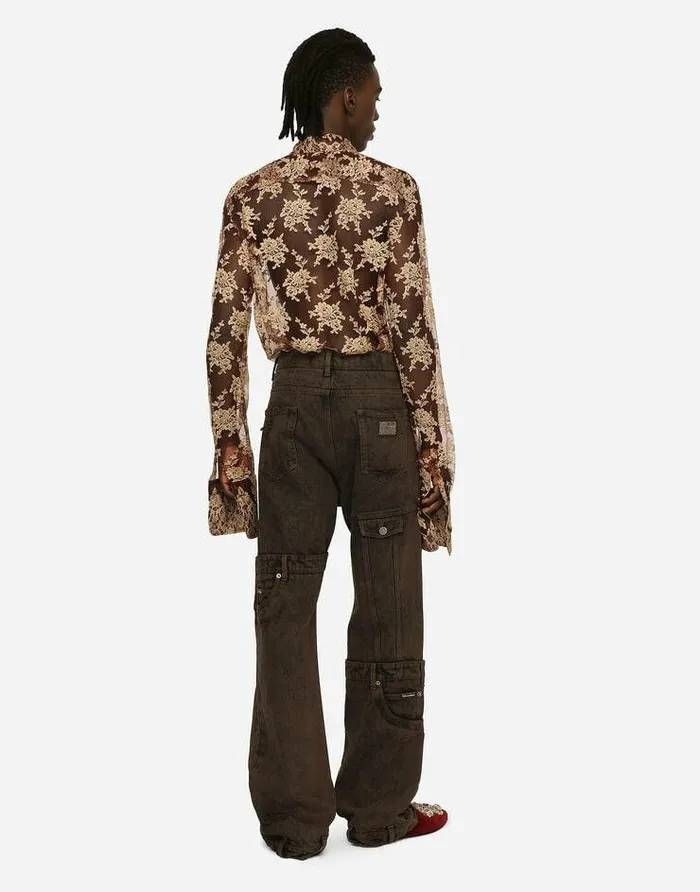 Dolce and Gabbana Shirts Men Floral Lace Shirt Multicolor Dolce and Gabbana Shirts Men Floral Lace Shirt Multicolor