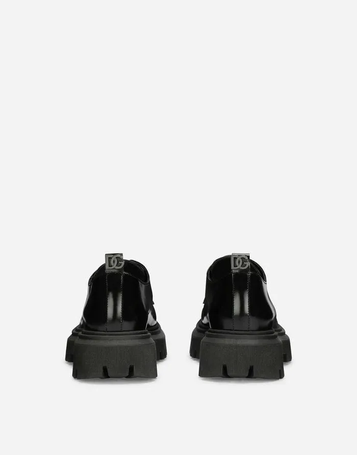 Dolce and Gabbana Shoes 2438 Children Brushed Calfskin Derby Shoes Black Dolce and Gabbana Shoes 2438 Children Brushed Calfskin Derby Shoes Black