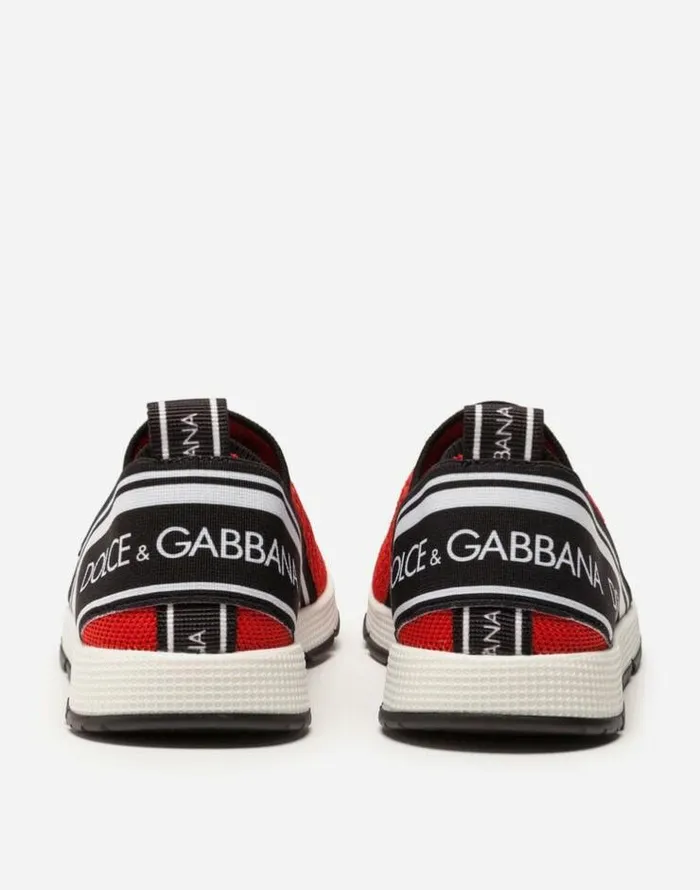 Dolce and Gabbana Shoes 2438 Children Sorrento Slipon Sneakers With Logo Tape Red Dolce and Gabbana Shoes 2438 Children Sorrento Slipon Sneakers With Logo Tape Red