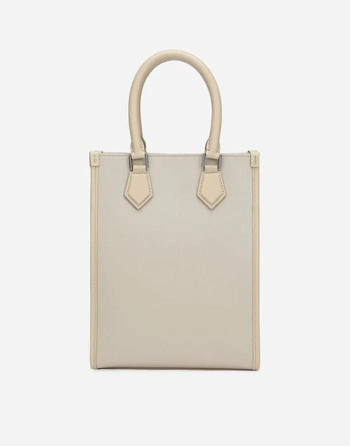 Dolce and Gabbana Shoppers Men Small Nylon Bag With Rubberized Logo Beige Dolce and Gabbana Shoppers Men Small Nylon Bag With Rubberized Logo Beige