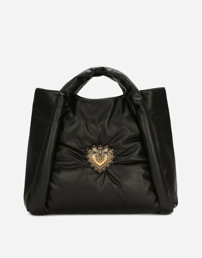Dolce and Gabbana Shoulder And Crossbody Bags Women Calfskin Devotion Soft Bag Black Dolce and Gabbana Shoulder And Crossbody Bags Women Calfskin Devotion Soft Bag Black
