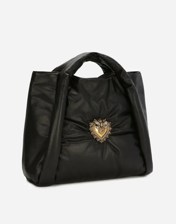 Dolce and Gabbana Shoulder And Crossbody Bags Women Calfskin Devotion Soft Bag Black Dolce and Gabbana Shoulder And Crossbody Bags Women Calfskin Devotion Soft Bag Black