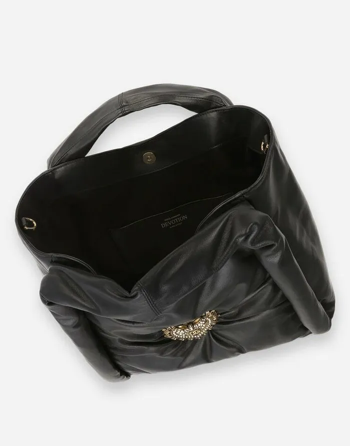Dolce and Gabbana Shoulder And Crossbody Bags Women Calfskin Devotion Soft Bag Black Dolce and Gabbana Shoulder And Crossbody Bags Women Calfskin Devotion Soft Bag Black