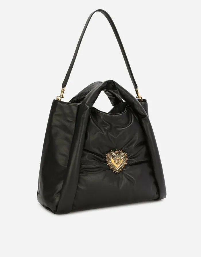 Dolce and Gabbana Shoulder And Crossbody Bags Women Calfskin Devotion Soft Bag Black Dolce and Gabbana Shoulder And Crossbody Bags Women Calfskin Devotion Soft Bag Black