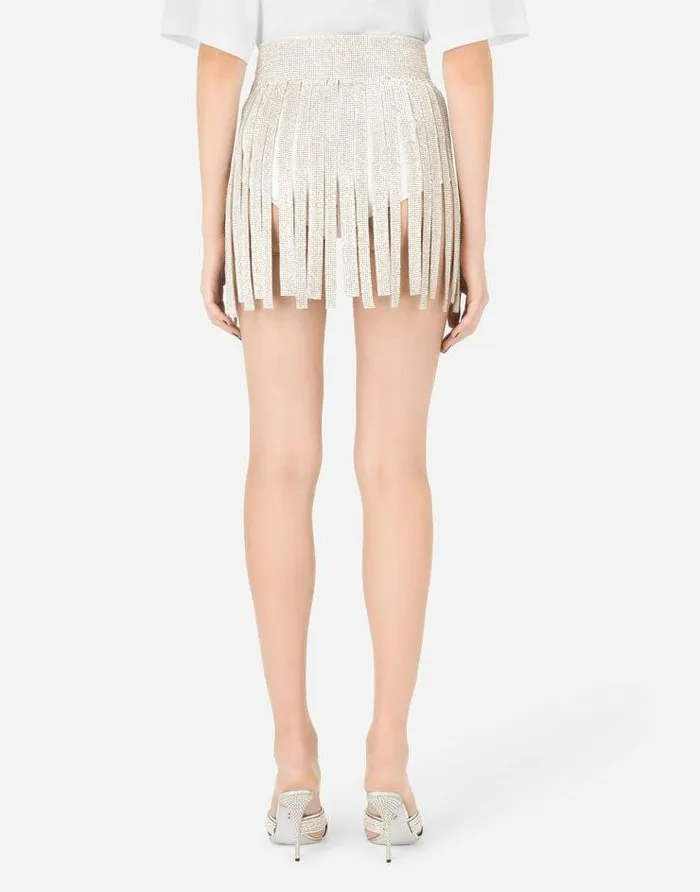 Dolce and Gabbana Skirts Women Crystal Mesh Miniskirt With Fringing Crystal Dolce and Gabbana Skirts Women Crystal Mesh Miniskirt With Fringing Crystal