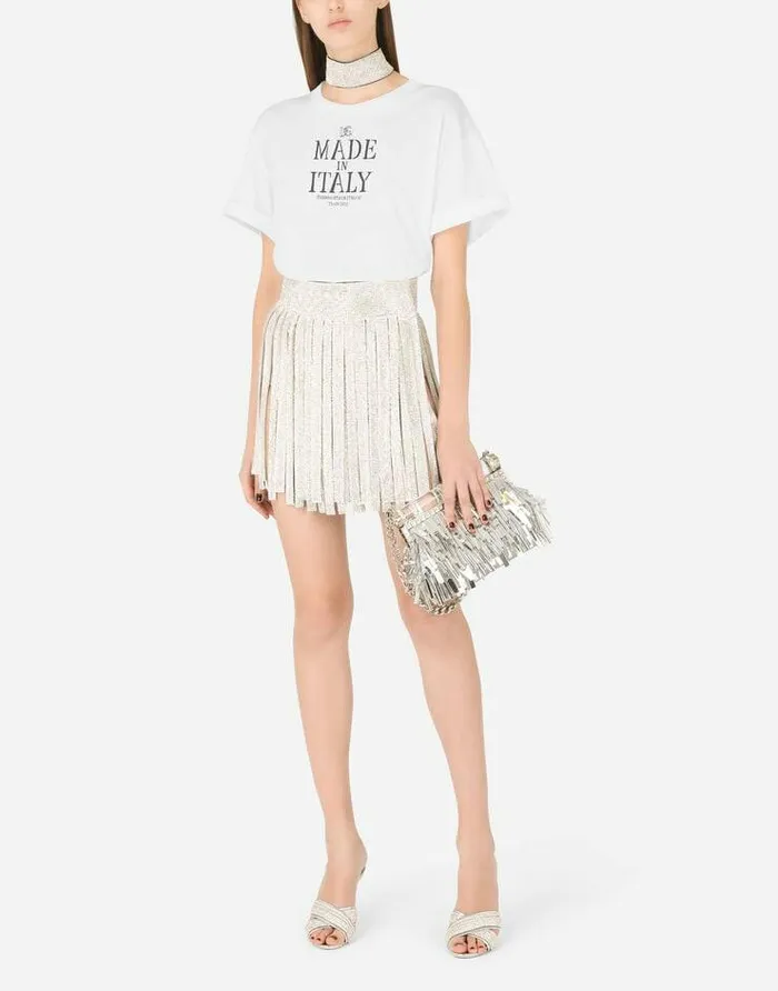 Dolce and Gabbana Skirts Women Crystal Mesh Miniskirt With Fringing Crystal Dolce and Gabbana Skirts Women Crystal Mesh Miniskirt With Fringing Crystal