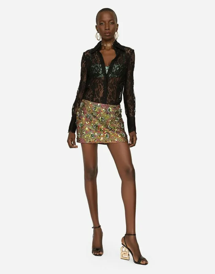 Dolce and Gabbana Skirts Women Lurex Jacquard Miniskirt With Embellishment Multicolor Dolce and Gabbana Skirts Women Lurex Jacquard Miniskirt With Embellishment Multicolor