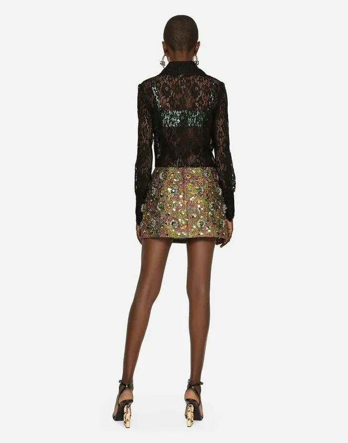 Dolce and Gabbana Skirts Women Lurex Jacquard Miniskirt With Embellishment Multicolor Dolce and Gabbana Skirts Women Lurex Jacquard Miniskirt With Embellishment Multicolor