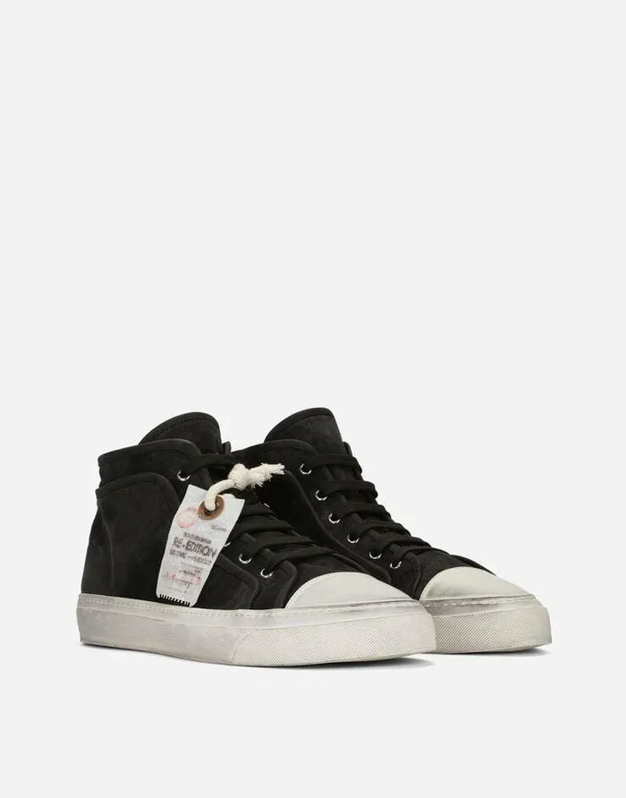 Dolce and Gabbana Sneakers Men Fabric Vintage Midtop Sneakers Blue Dolce and Gabbana Sneakers Men Fabric Vintage Midtop Sneakers Blue