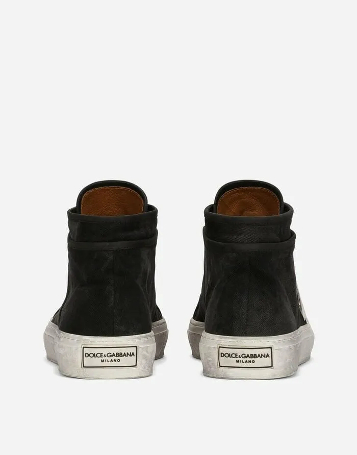 Dolce and Gabbana Sneakers Men Fabric Vintage Midtop Sneakers Blue Dolce and Gabbana Sneakers Men Fabric Vintage Midtop Sneakers Blue