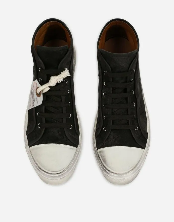 Dolce and Gabbana Sneakers Men Fabric Vintage Midtop Sneakers Blue Dolce and Gabbana Sneakers Men Fabric Vintage Midtop Sneakers Blue