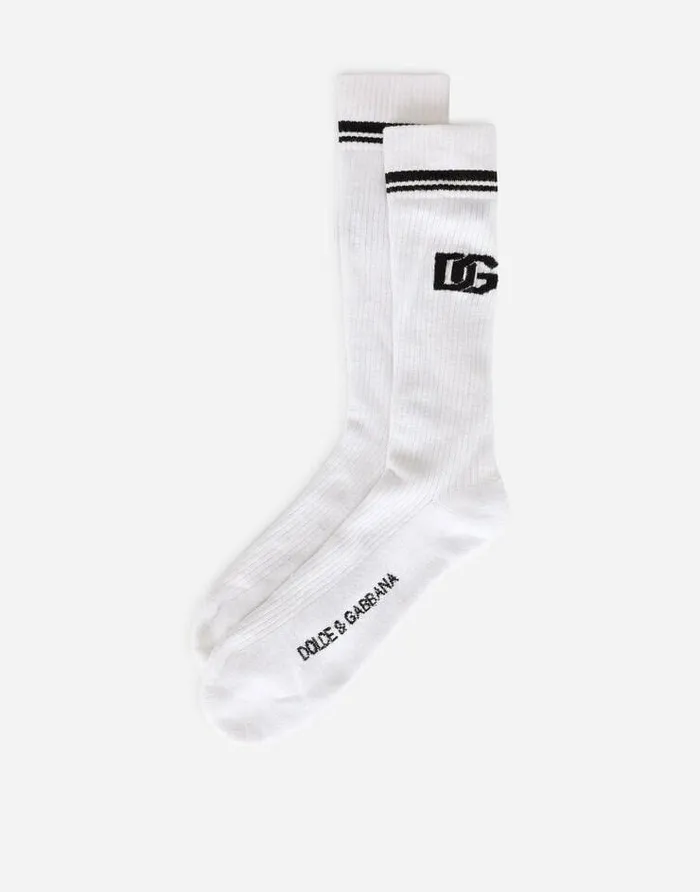 Dolce and Gabbana Socks Men Cotton Jacquard Socks With DG Logo Multicolor Dolce and Gabbana Socks Men Cotton Jacquard Socks With DG Logo Multicolor