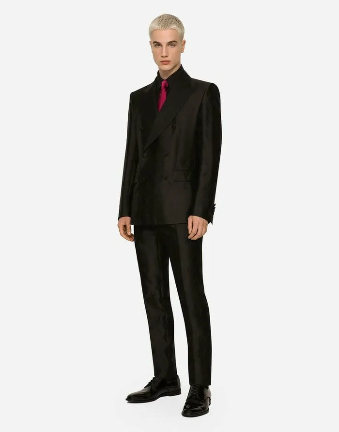 Dolce and Gabbana Suits And Blazers Men Doublebreasted Siciliafit Tuxedo Suit With DG Monogram Black Dolce and Gabbana Suits And Blazers Men Doublebreasted Siciliafit Tuxedo Suit With DG Monogram Black