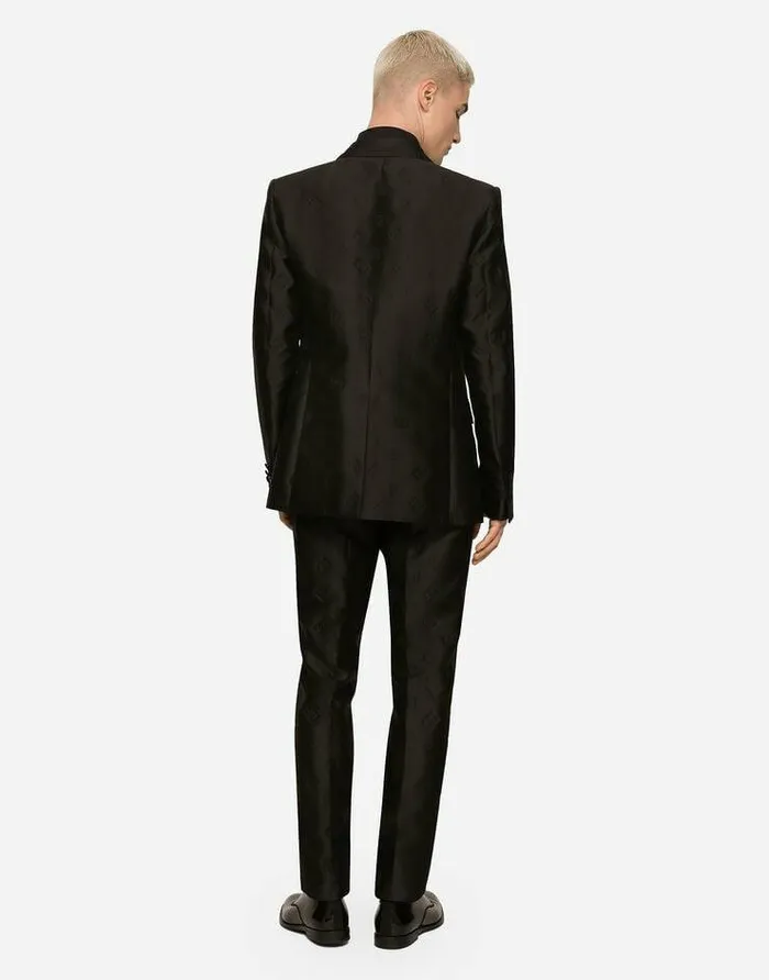 Dolce and Gabbana Suits And Blazers Men Doublebreasted Siciliafit Tuxedo Suit With DG Monogram Black Dolce and Gabbana Suits And Blazers Men Doublebreasted Siciliafit Tuxedo Suit With DG Monogram Black