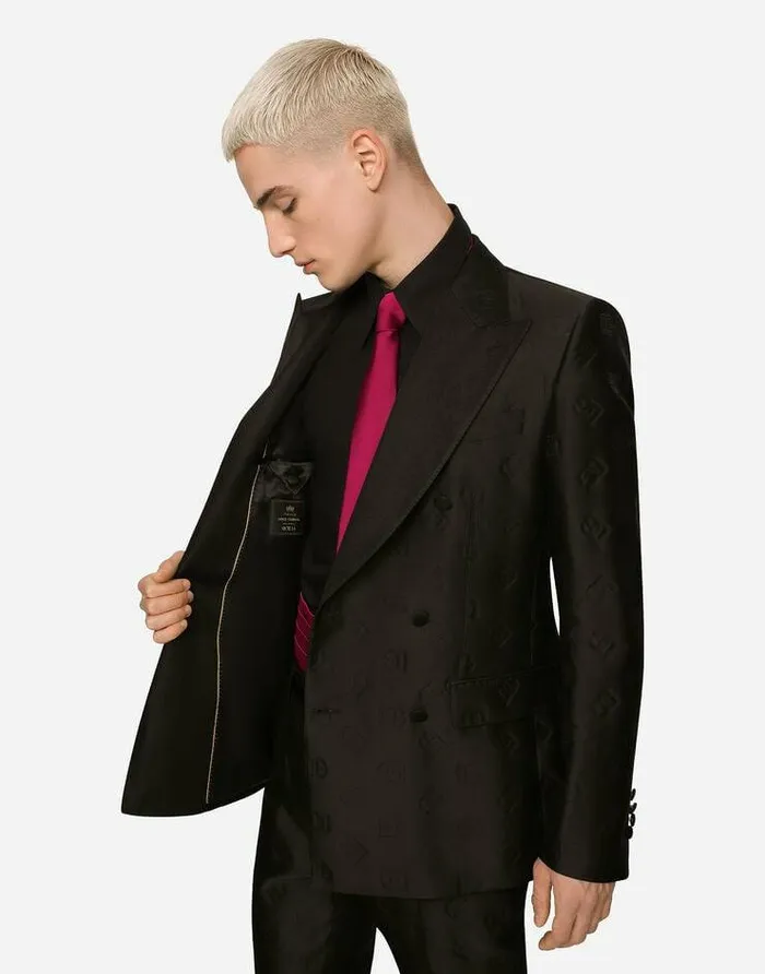Dolce and Gabbana Suits And Blazers Men Doublebreasted Siciliafit Tuxedo Suit With DG Monogram Black Dolce and Gabbana Suits And Blazers Men Doublebreasted Siciliafit Tuxedo Suit With DG Monogram Black