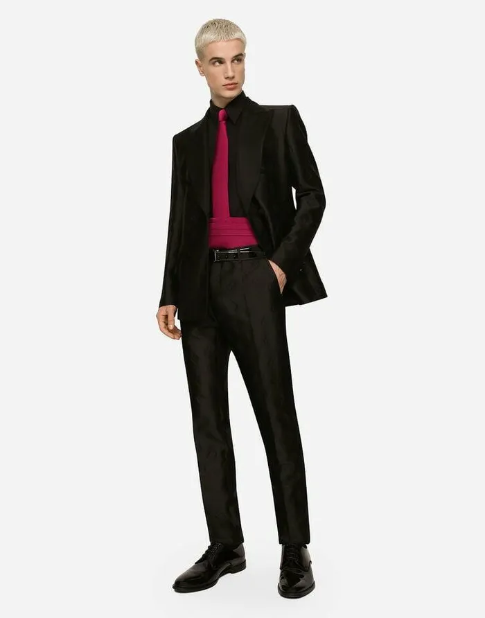 Dolce and Gabbana Suits And Blazers Men Doublebreasted Siciliafit Tuxedo Suit With DG Monogram Black Dolce and Gabbana Suits And Blazers Men Doublebreasted Siciliafit Tuxedo Suit With DG Monogram Black