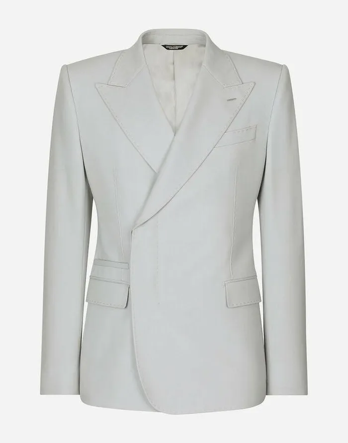 Dolce and Gabbana Suits And Blazers Men Doublebreasted Stretch Wool Siciliafit Jacket Grey Dolce and Gabbana Suits And Blazers Men Doublebreasted Stretch Wool Siciliafit Jacket Grey