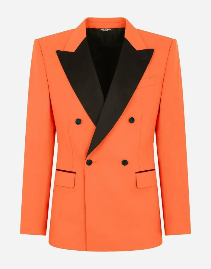 Dolce and Gabbana Suits And Blazers Men Doublebreasted Stretch Wool Siciliafit Tuxedo Suit Orange Dolce and Gabbana Suits And Blazers Men Doublebreasted Stretch Wool Siciliafit Tuxedo Suit Orange