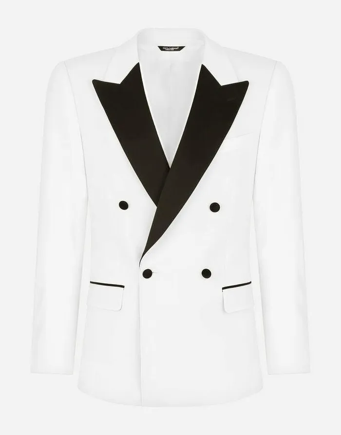 Dolce and Gabbana Suits And Blazers Men Doublebreasted Stretch Wool Siciliafit Tuxedo Suit White Dolce and Gabbana Suits And Blazers Men Doublebreasted Stretch Wool Siciliafit Tuxedo Suit White