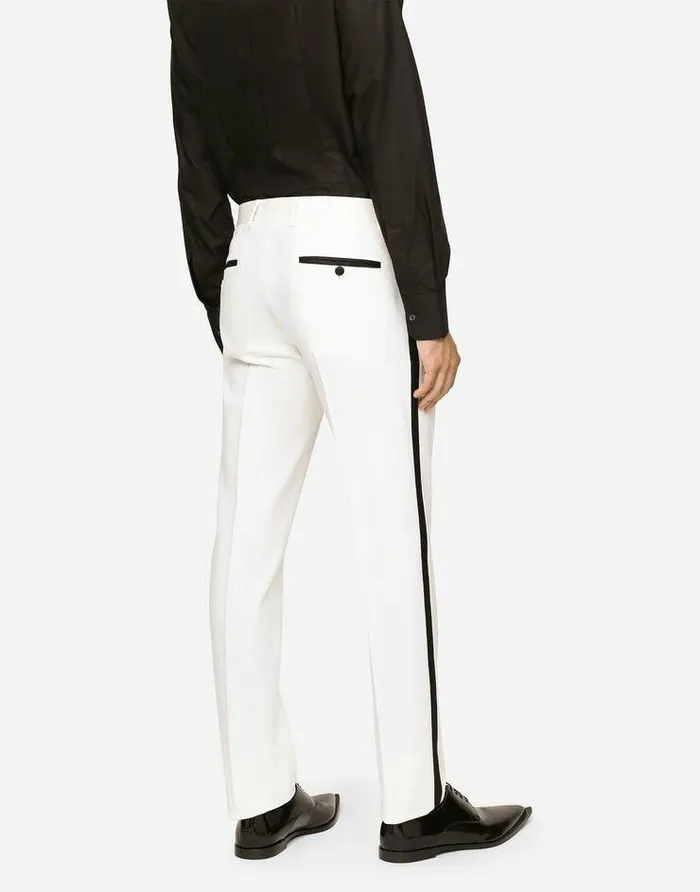 Dolce and Gabbana Suits And Blazers Men Doublebreasted Stretch Wool Siciliafit Tuxedo Suit White Dolce and Gabbana Suits And Blazers Men Doublebreasted Stretch Wool Siciliafit Tuxedo Suit White